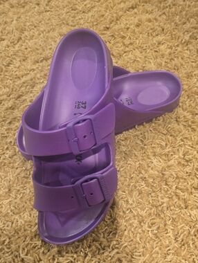 Purple Double Strap Slide Sandals